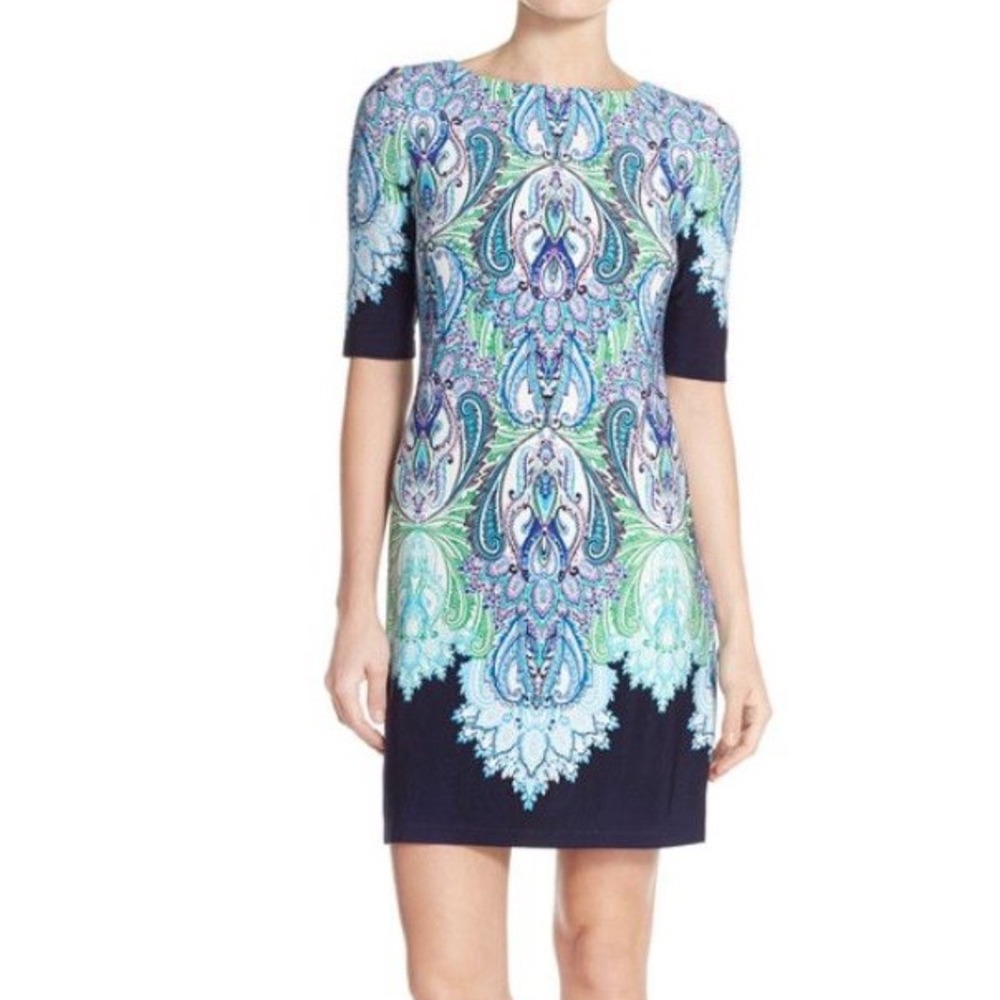 Eliza J Paisley Shift Dress lined cottagecore resort vacation lightweight sz 4